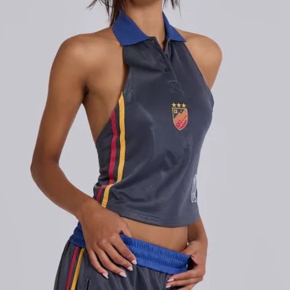 Jaded London Pitchside Football Halter Polo Top J13